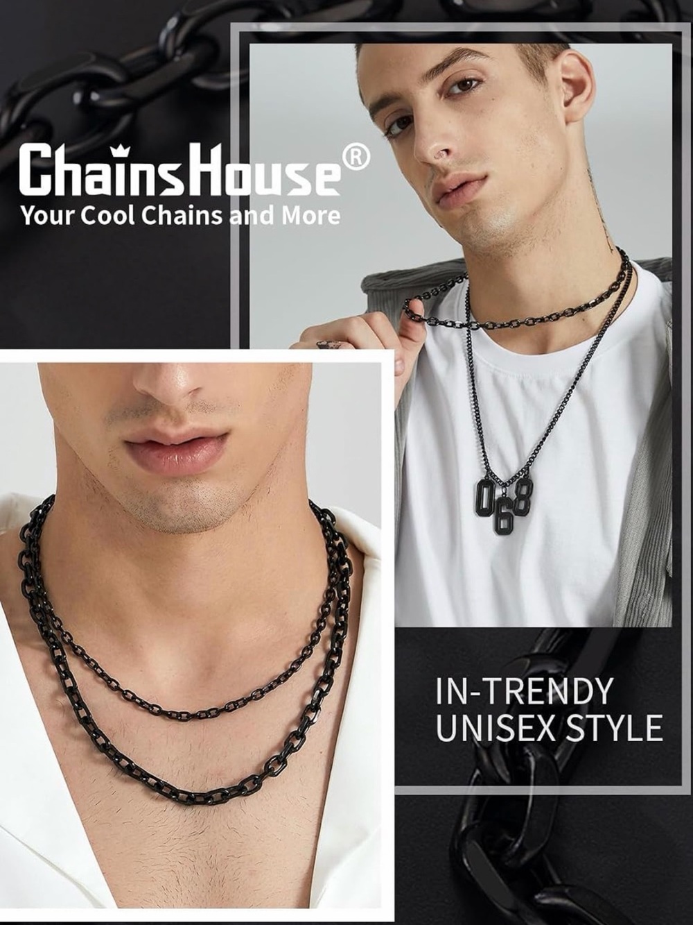 Black Layered Chain Necklace